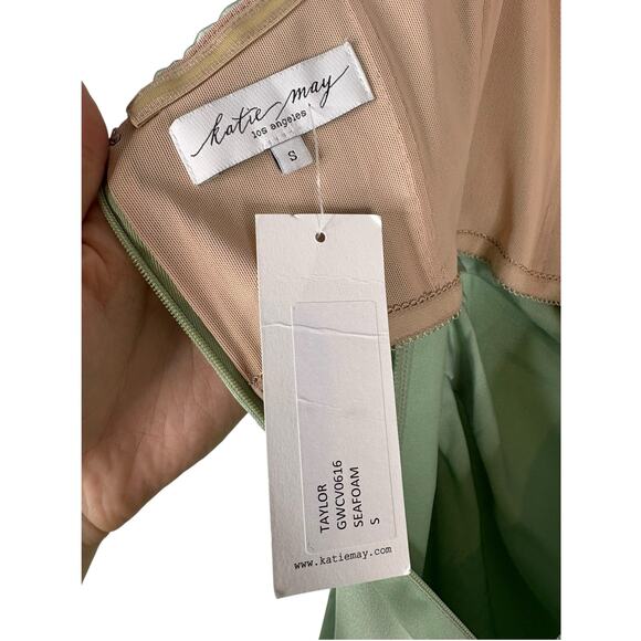 Katie May Taylor Strapless Gown Satin Party Formal Wedding Gala Prom Green Sz S - Picture 10 of 16